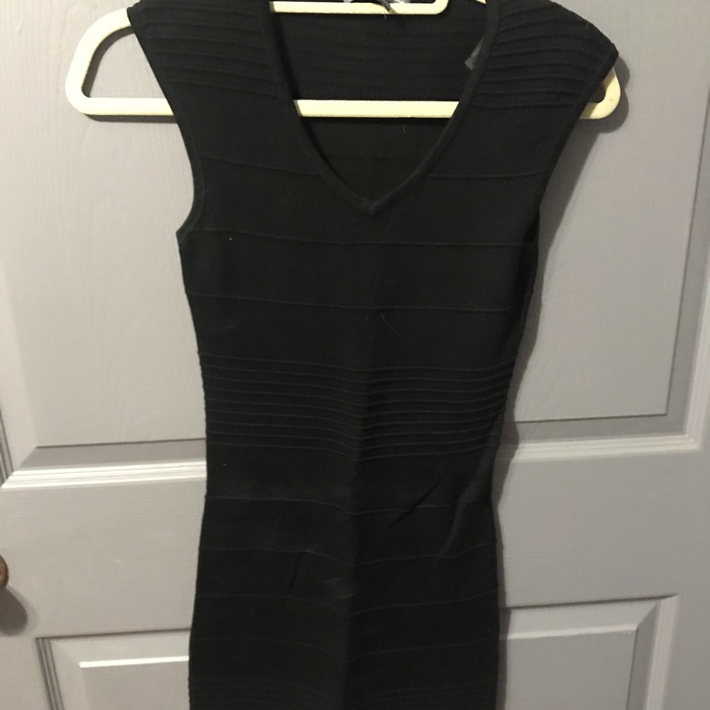 Black Ribbed Bodycon Dress